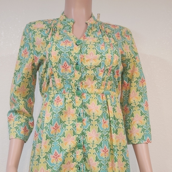 MATILDA Jane Tunic Blouse Button Front Top Green Acres Size M - Picture 3 of 12